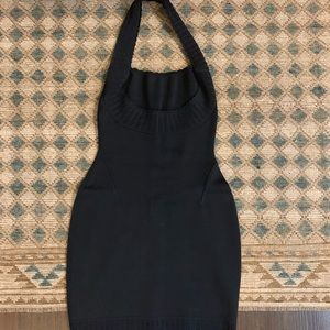 Alaia Black Body Con Halter Neck Mini Dress